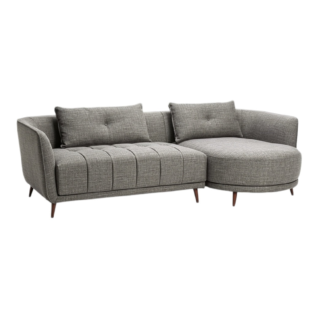 Nowoczesna szara sofa z funkcją chaise longue